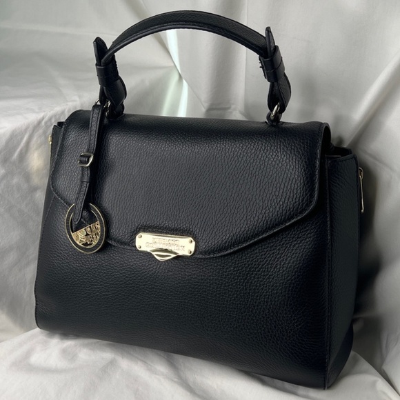 VERSACE COLLECTION LBF302S BLACK CALF LEATHER SATCHEL